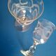 2 verres à pied soufflés gravés décor de guirlandes XIX e
