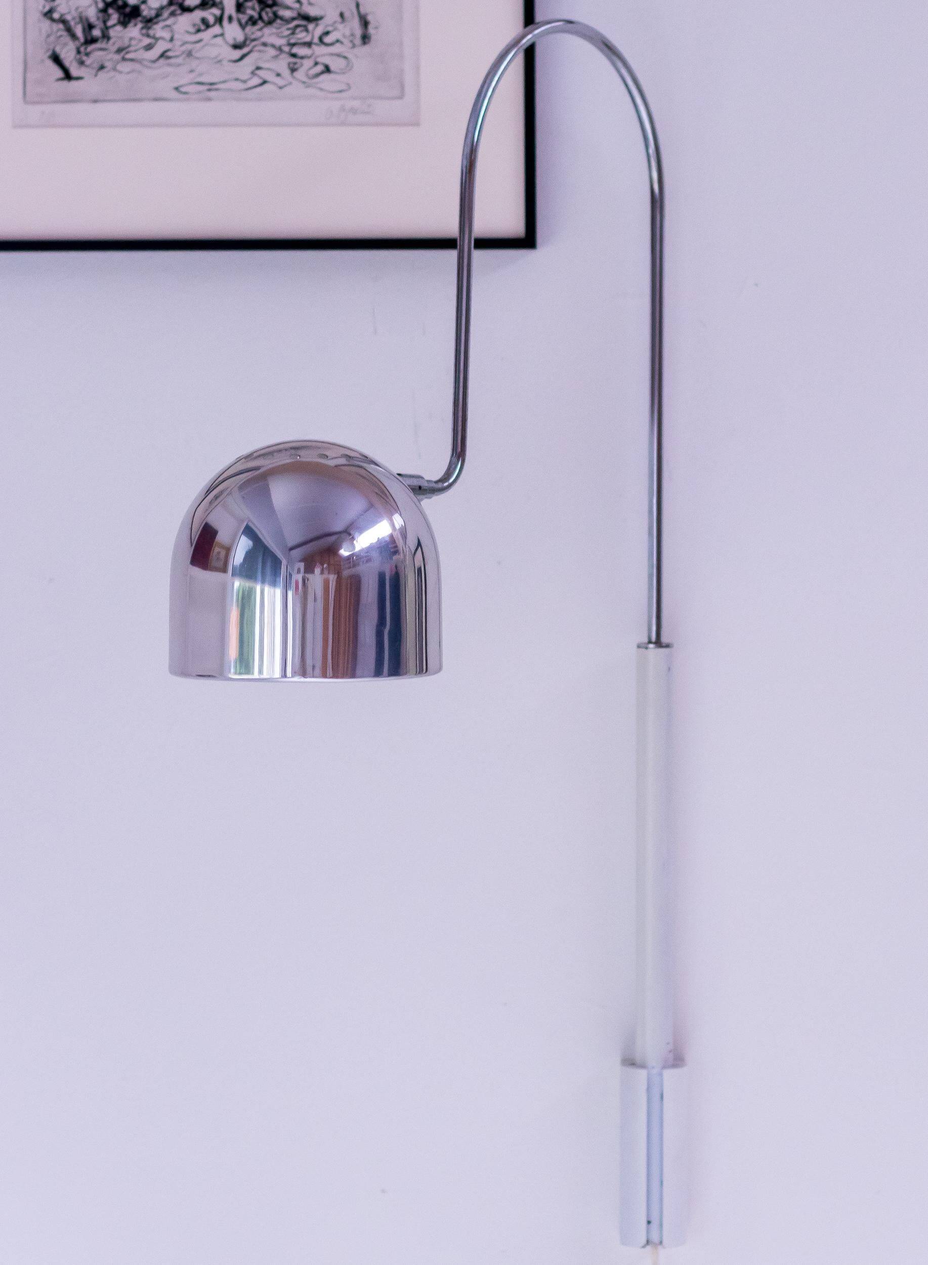 Stilnovo Wall Lights polished chrome lampshade Italian from the mid-20th century.