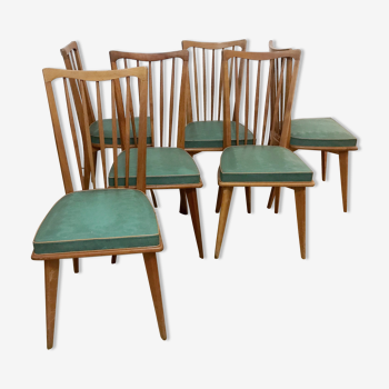 Ensemble de 6 chaises vintage Charles Ramos années 60