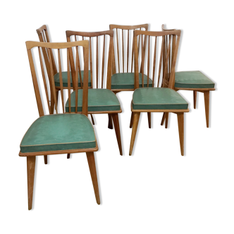 Ensemble de 6 chaises vintage Charles Ramos années 60