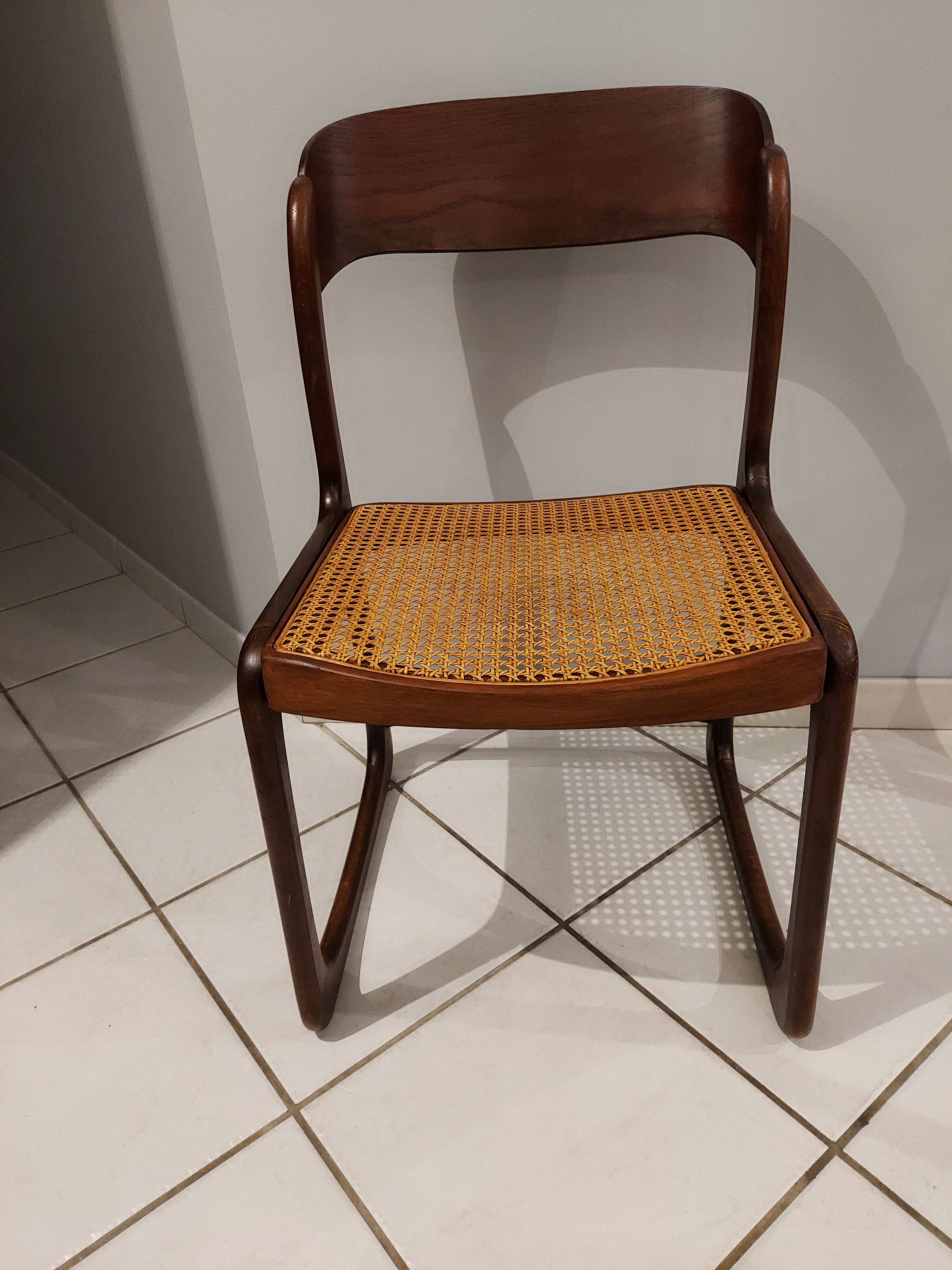 Suite of 4 chairs Baumann model sleigh vintage canning 1970