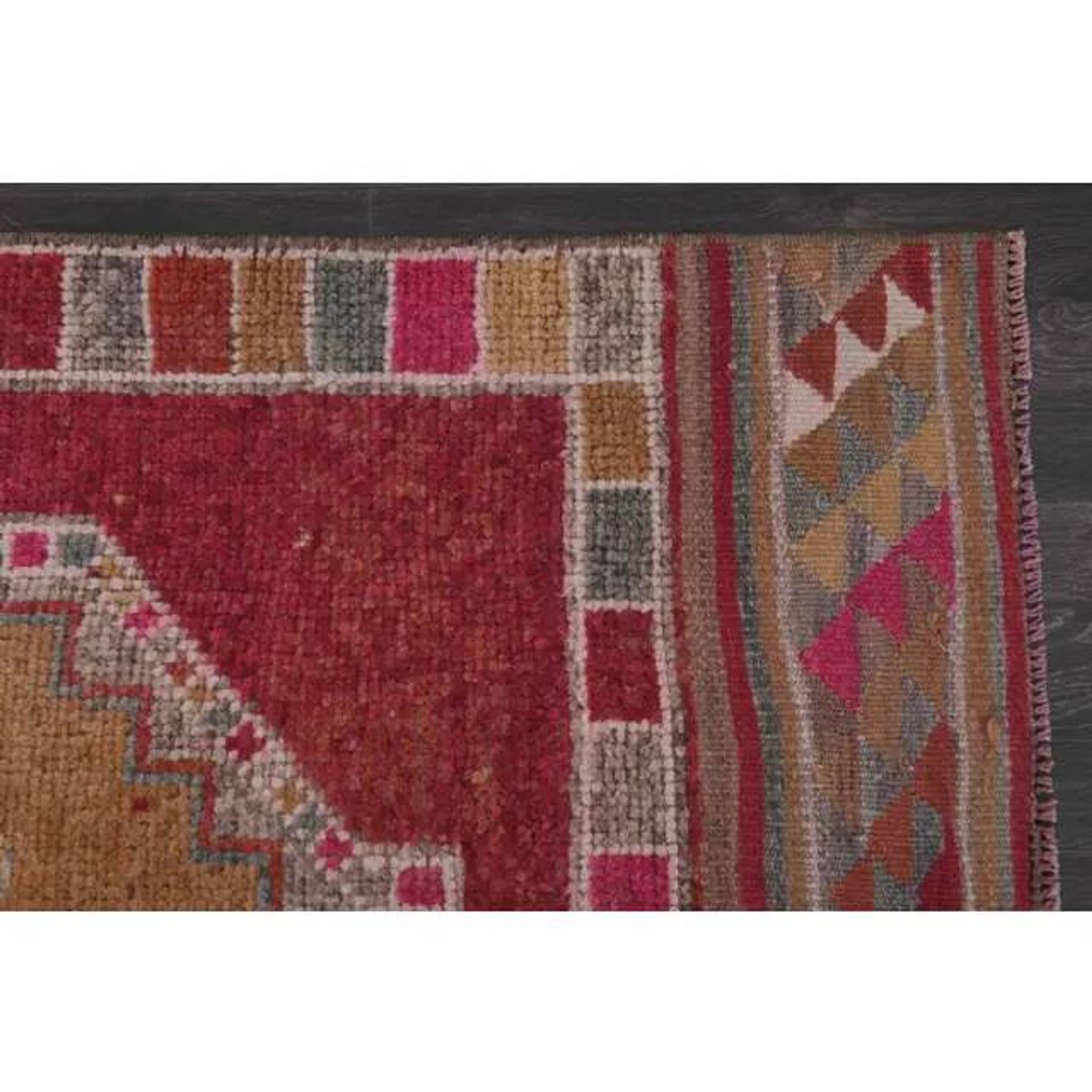 Vintage Turkish Hand-Knotted Wool Cotton Pink Runner Rug 88x342
