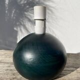 Wooden lamp base, ball-shaped, painted dark green, 1980