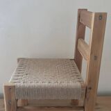 Set of two children's chairs in wood, jute and sisal