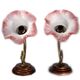 Set of 2 tulip-shaped wall lights in glass, wood, and bronze, art deco style.
