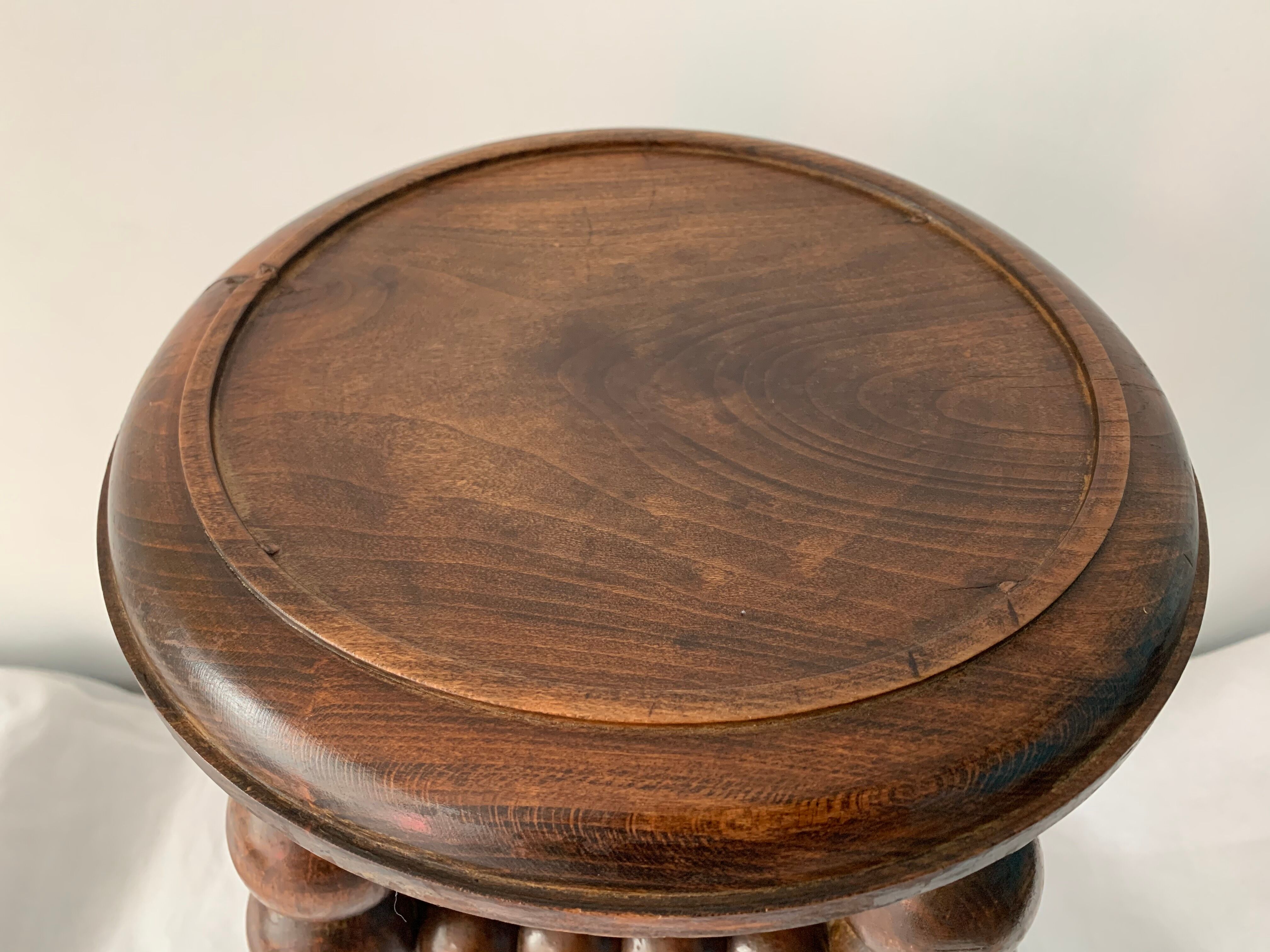 French turned wood stool 1950