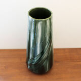 Vase in green glazed faience Louis Gueule Vierzon 30s
