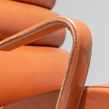 Set of 4 metal and leather armchairs France 1970s