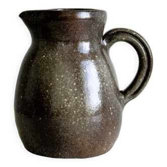 Brown handcrafted stoneware pitcher, natural finish, rustic style