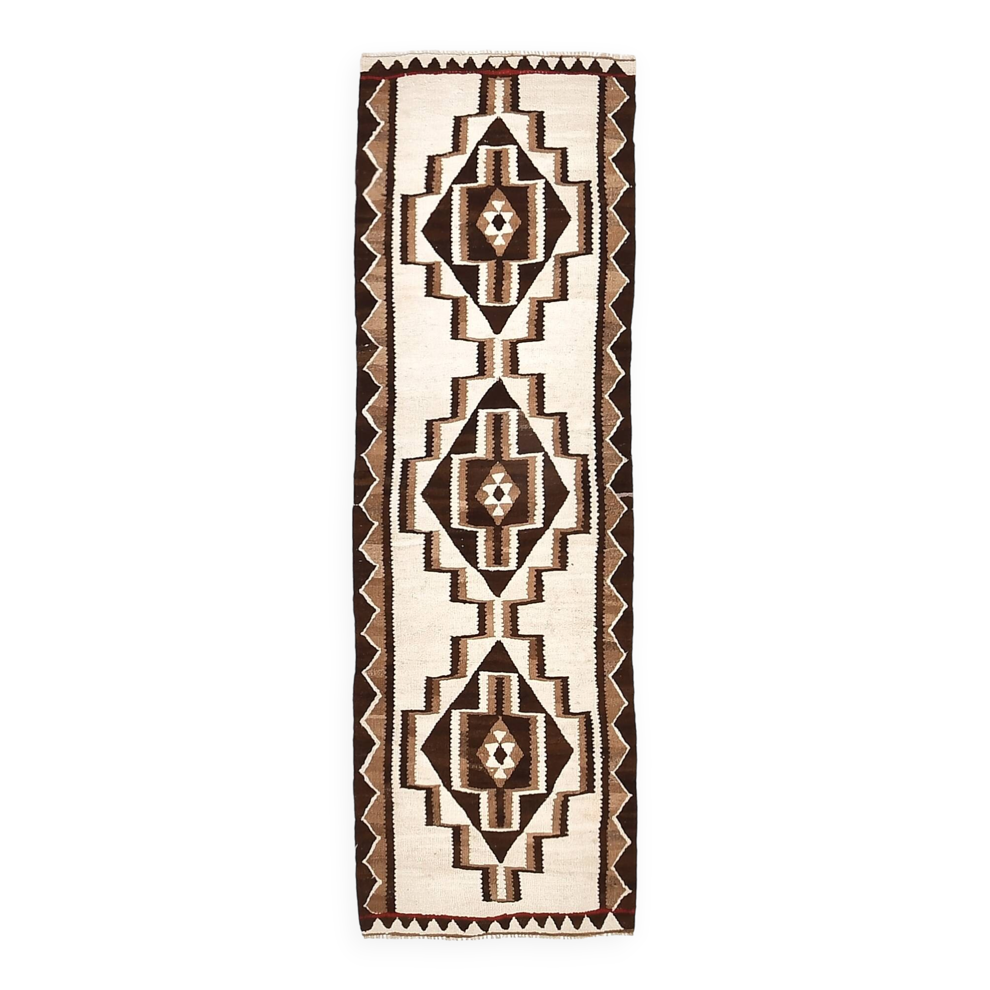 3x9 Brown Beige Persian Kilim Rug 89x269Cm SK 35148