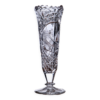 Hofbauer "The Byrdes" Crystal Elongated Vase with Birds
