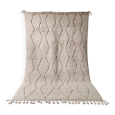 Beni Ouarain Rug, Ecru, Diamond Pattern in Relief - Handmade 305x198cm