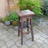 High stool in solid oak, brutalist style, circa 1950/60