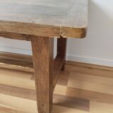 Vintage rustic coffee table in waxed wood and screen printing