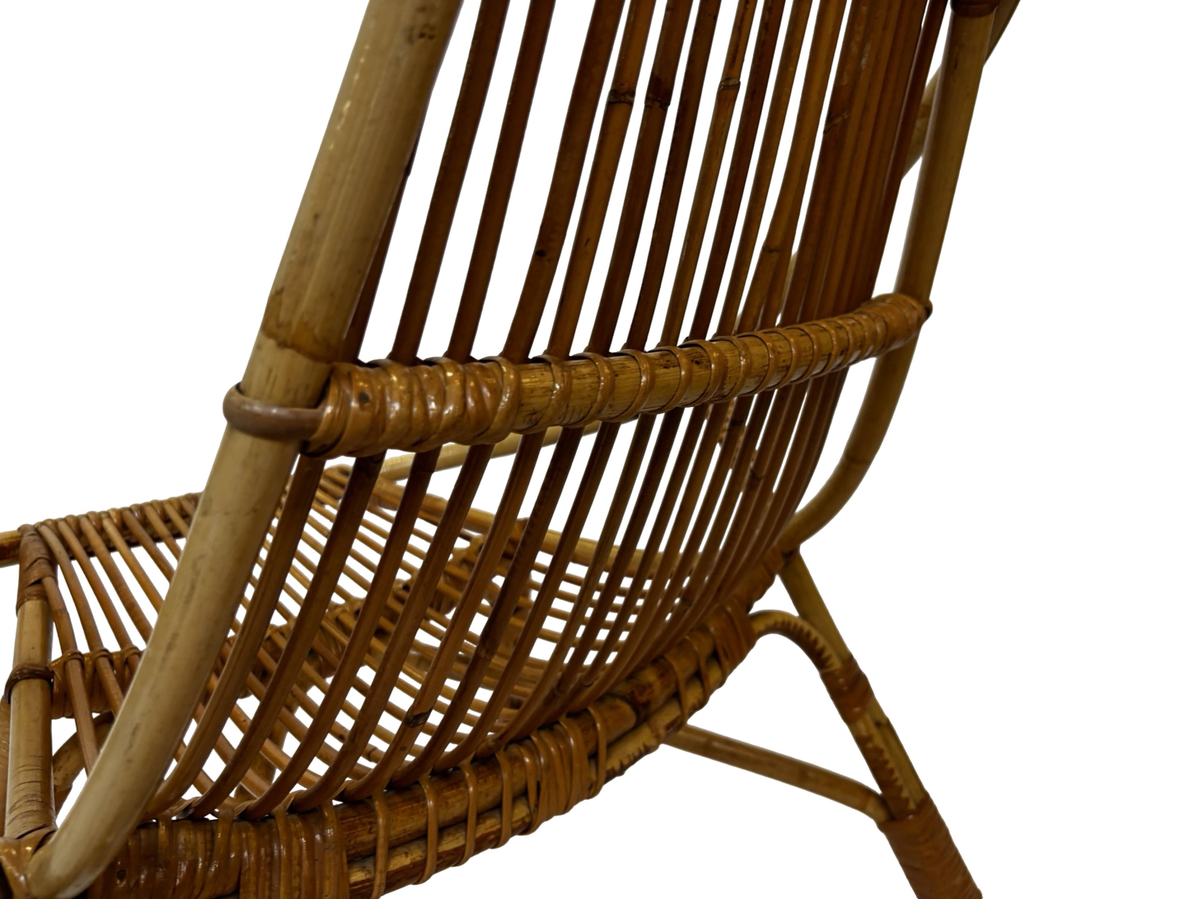 Ensemble vintage de 4 fauteuils club en rotin Rohe Noordwolde 1960