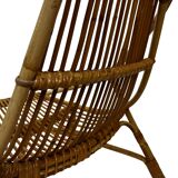 Ensemble vintage de 4 fauteuils club en rotin Rohe Noordwolde 1960