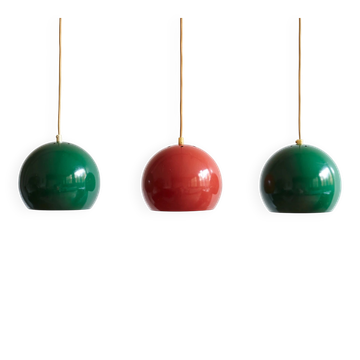 Set of Three Vintage Pendant Lights, Denmark 1970s