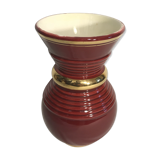 Old Vase Vallauris ceramic red & gold Decoration 70s Vintage