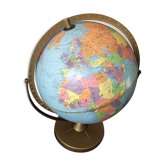 Earth globe in cartoon and metal, 1960