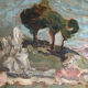 Oil on panel, Provençal landscape, circa 1930-1950