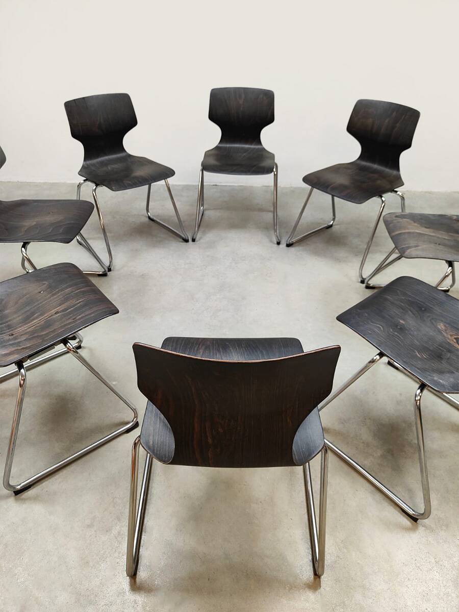 Vintage Pagwood stacking chairs Flötotto 1960