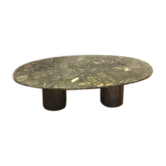 Green marble and metal coffee table