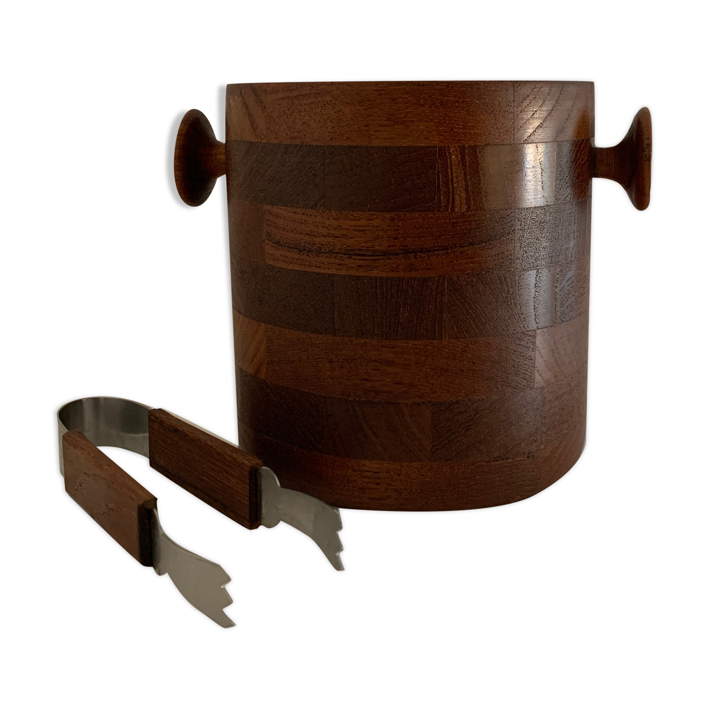 Scandinavian ice bucket in MCM Denmark teak and its ice claws