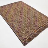 Yellow & Green Tribal Turkish Kilim Rug, 158x236Cm