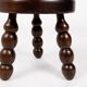 Low chair and turned wooden stool, Dudouyt style, France, 1940s