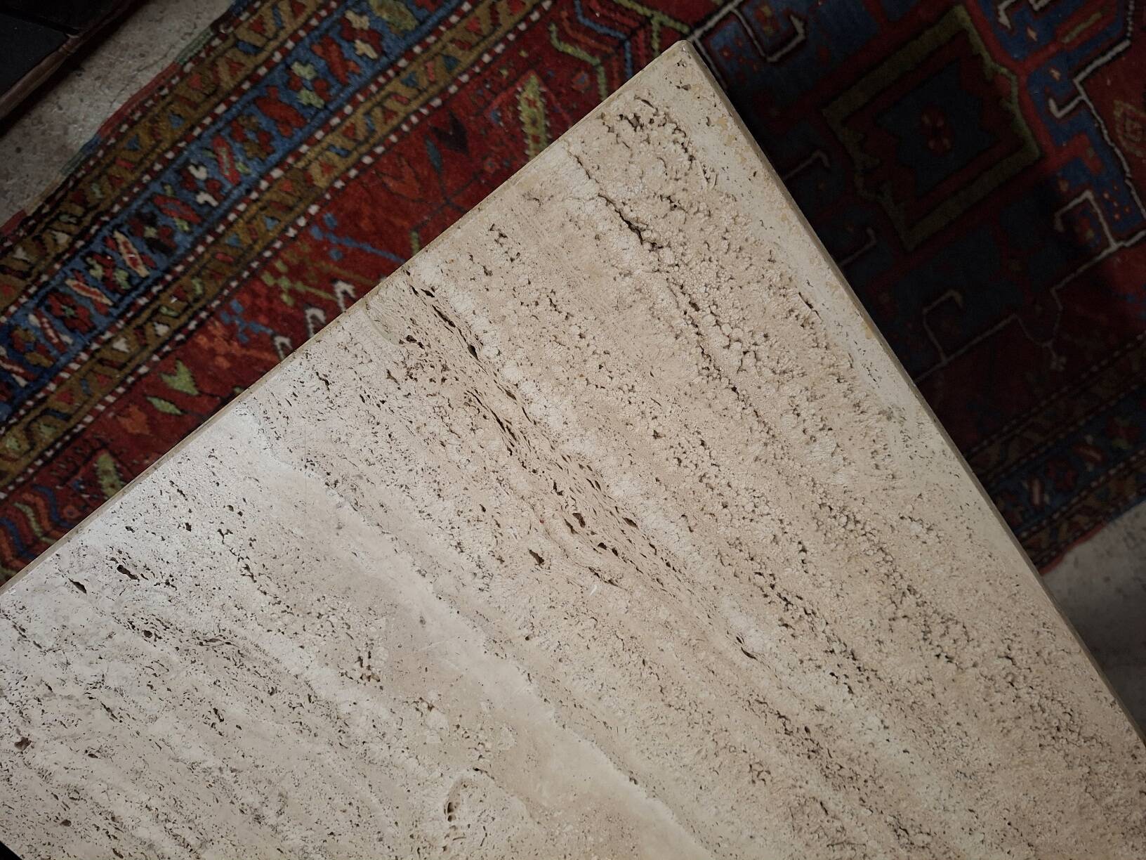 Italian veined travertine coffee table or pedestal