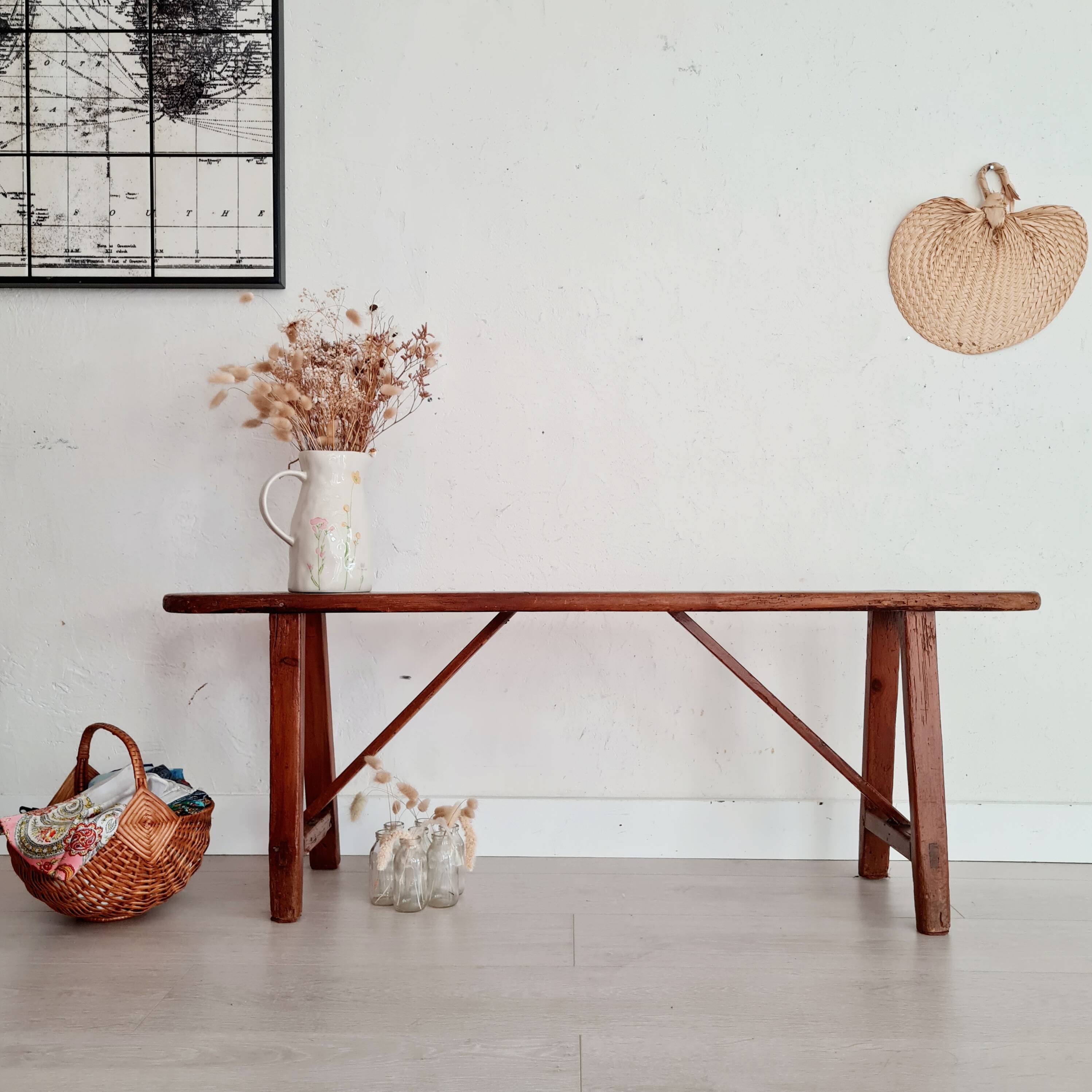 Old wooden farm bench