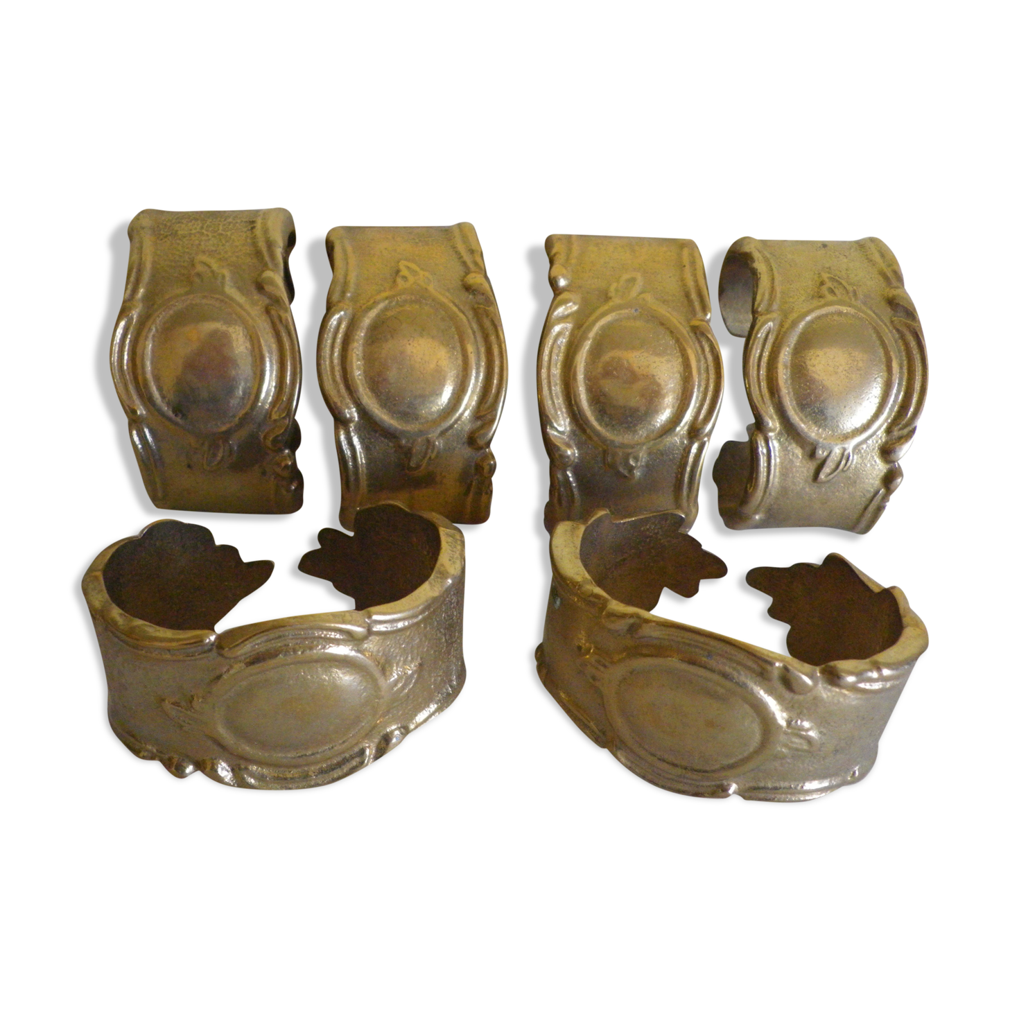 Six rounds of brass towel in their original box 1960  Art Deco