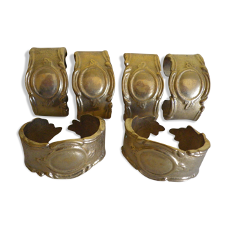 Six rounds of brass towel in their original box 1960  Art Deco