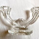 bougeoir en cristal val saint lambert à deux feux