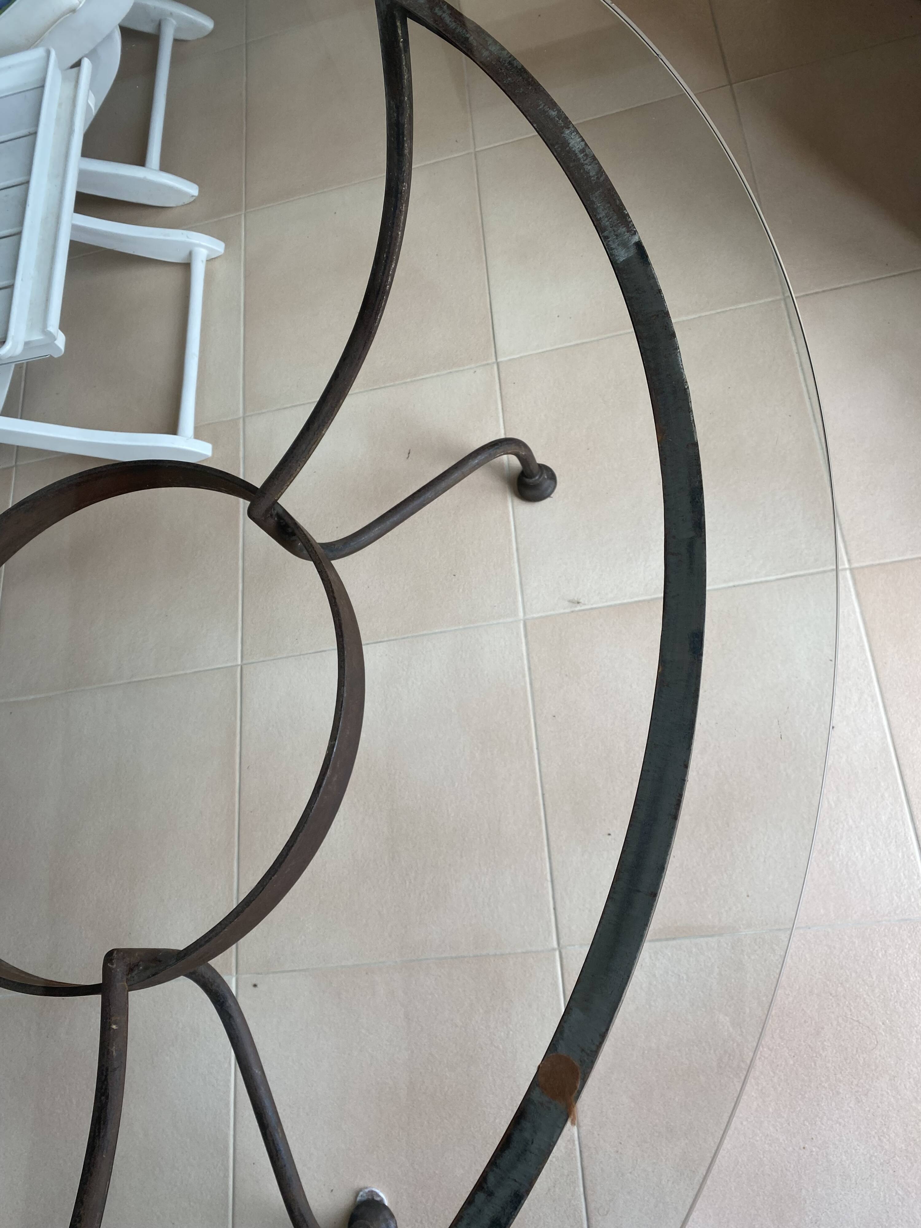 Wrought iron and glass table 4 chairs