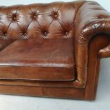 English brown leather chesterfield sofa