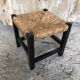 Black wood foot rest stool & vintage mulched seat