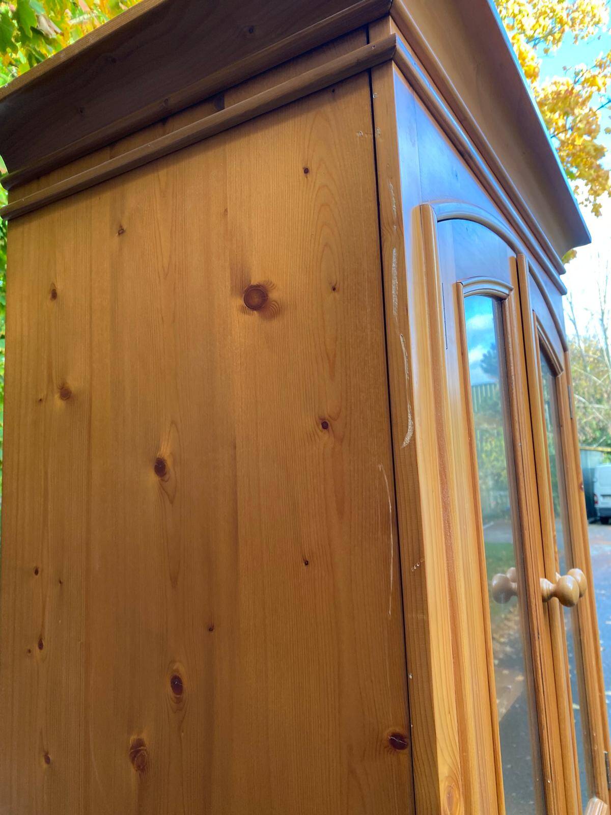 Scandinavian tall solid wood wardrobe with hanging space