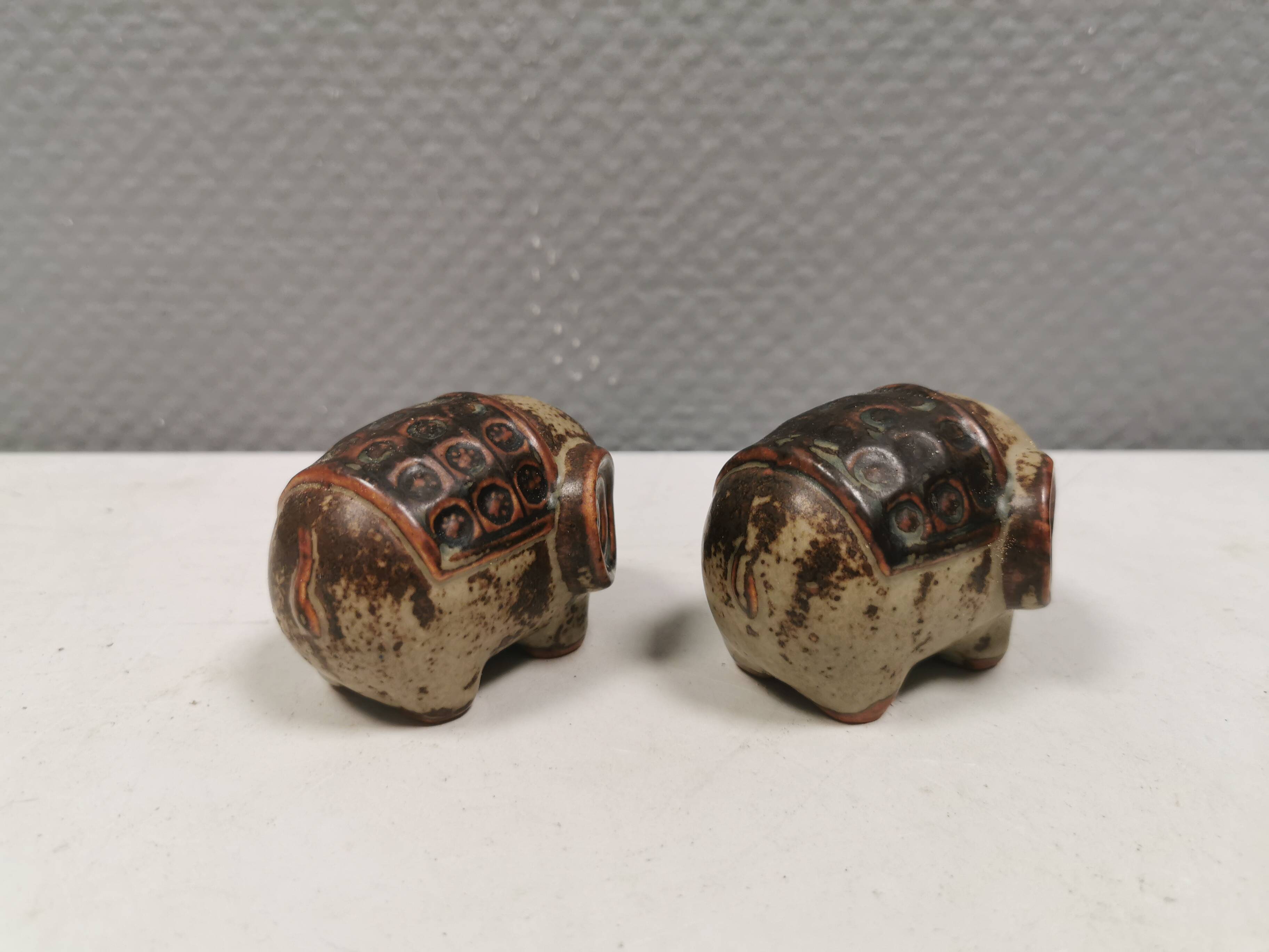 Ceramic elephants as a salt and pepper set made for Danish Søholm 1970-80s