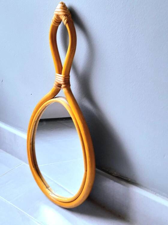 1960s rattan drop mirror