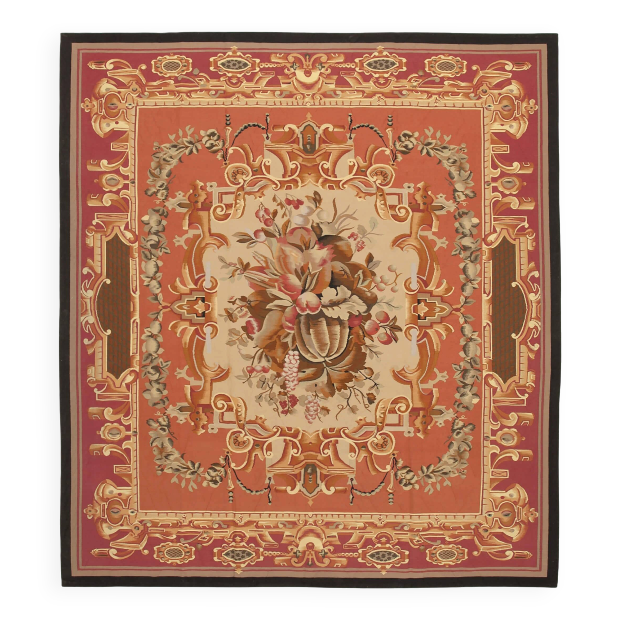Handmade European Vintage Aubusson Kilim 306 cm x 335 cm