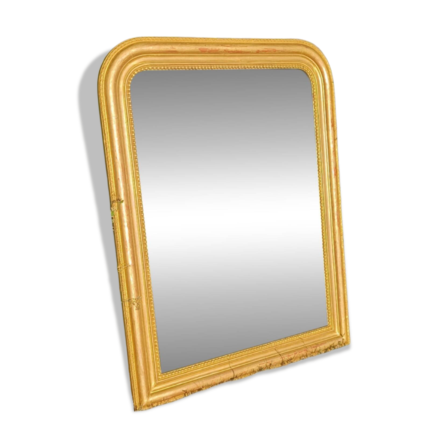 Antique Louis-Philippe mirror, gilded and patinated.