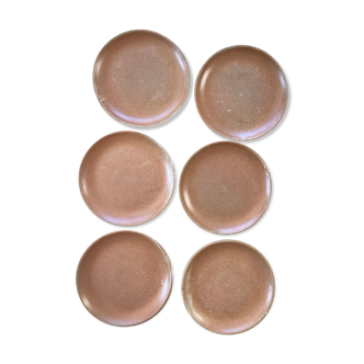 Set of 6 flat sandstone plates Diameter 23 CM