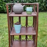 Bamboo and rattan foot shelf, dark version, vintage