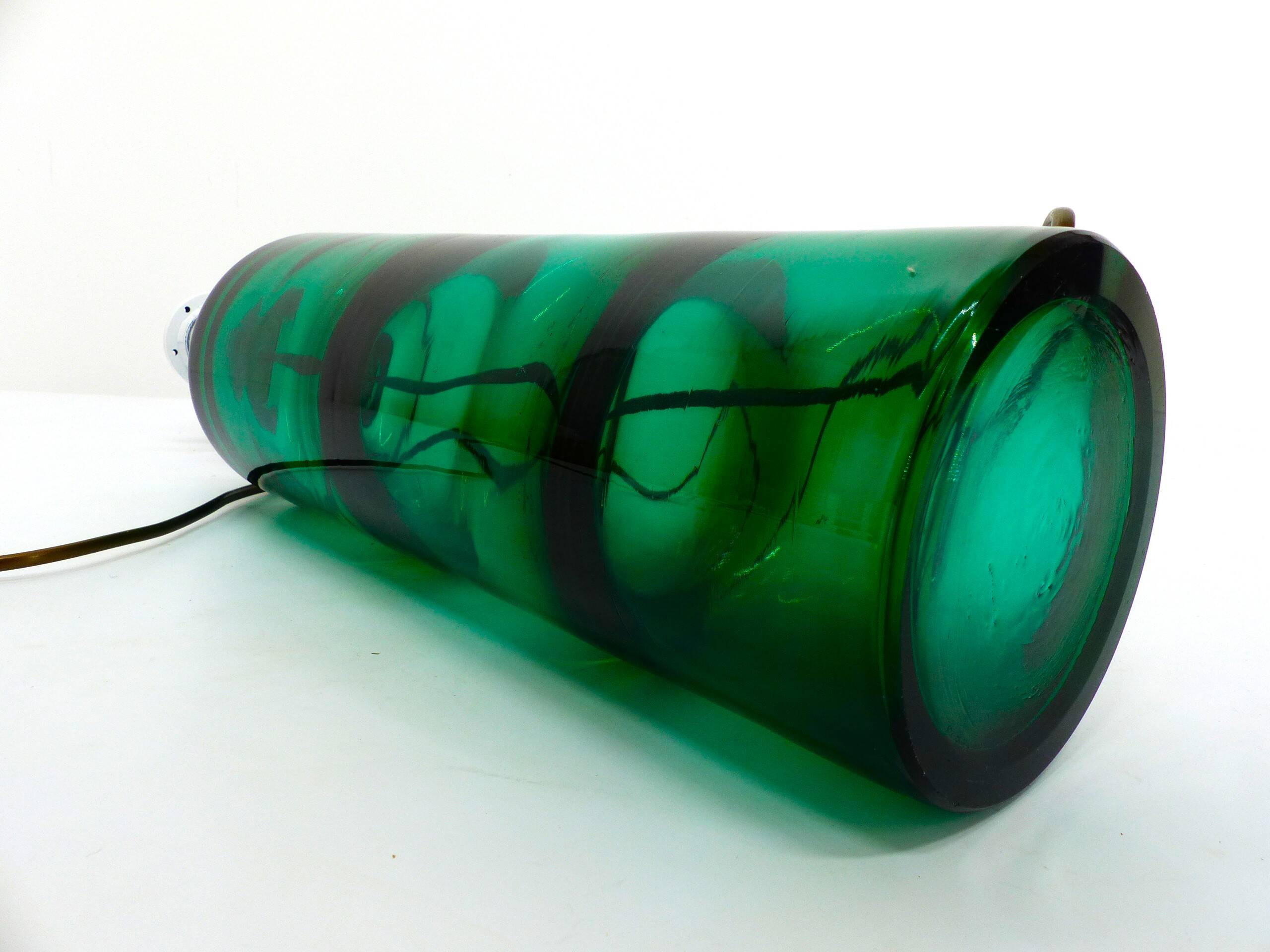 Lampe en verre soufflé vert par Severin Brørby – Hadeland Glassverk 1967