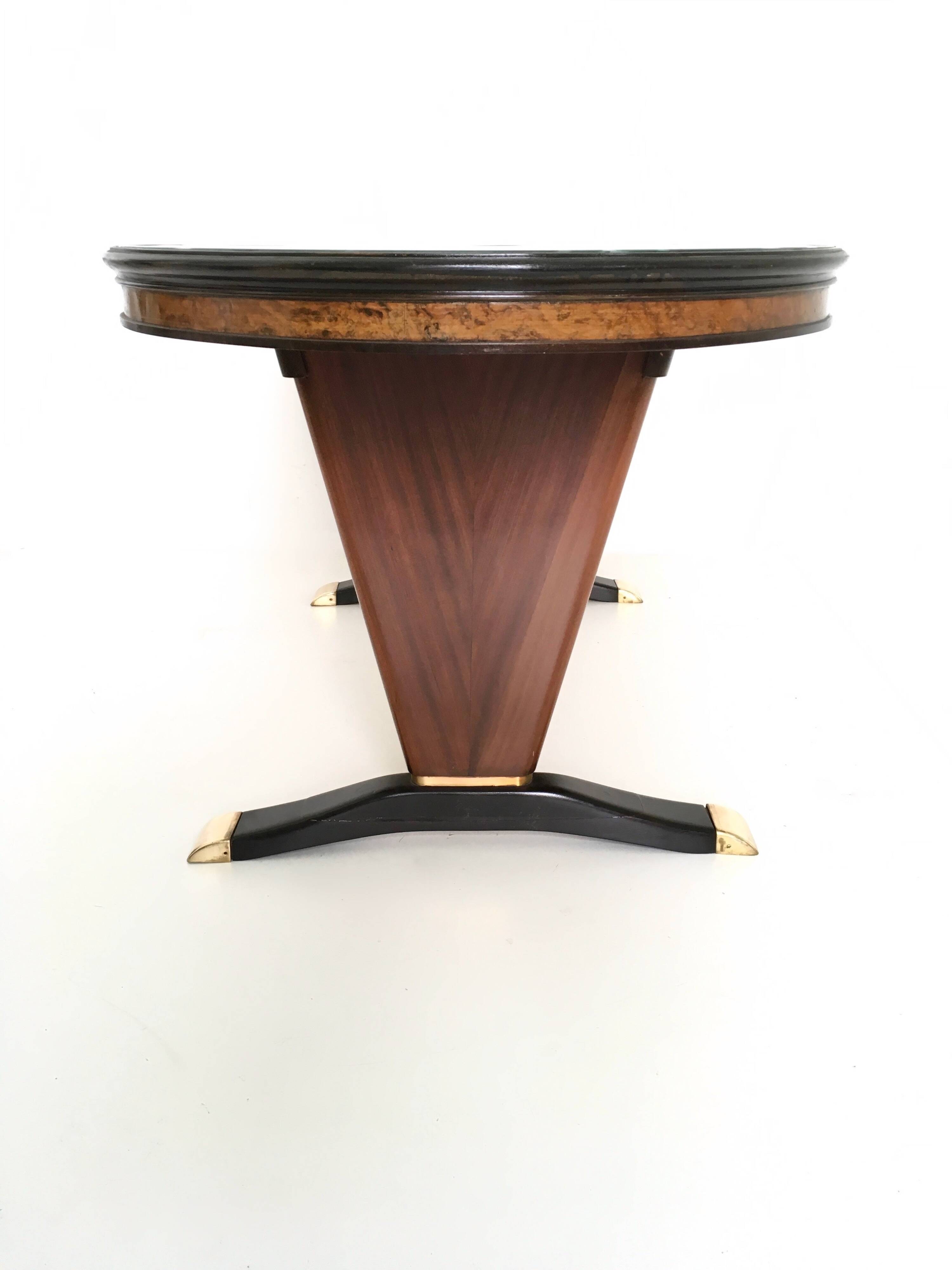 Oval Shaped Wooden Dining Table with Green Marble Effect Top, Italy