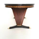 Table à manger ovale en bois avec plateau effet marbre vert, Italie