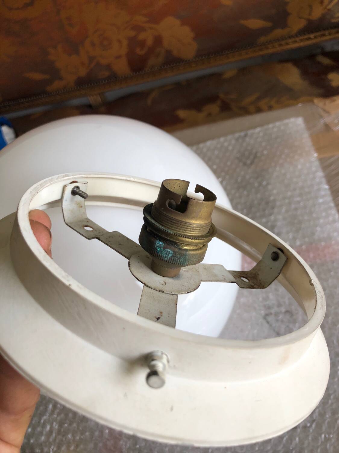 Opaline ball ceiling light.