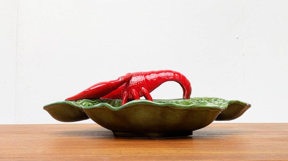 Vintage Italian lobster-shaped pottery sculpture.