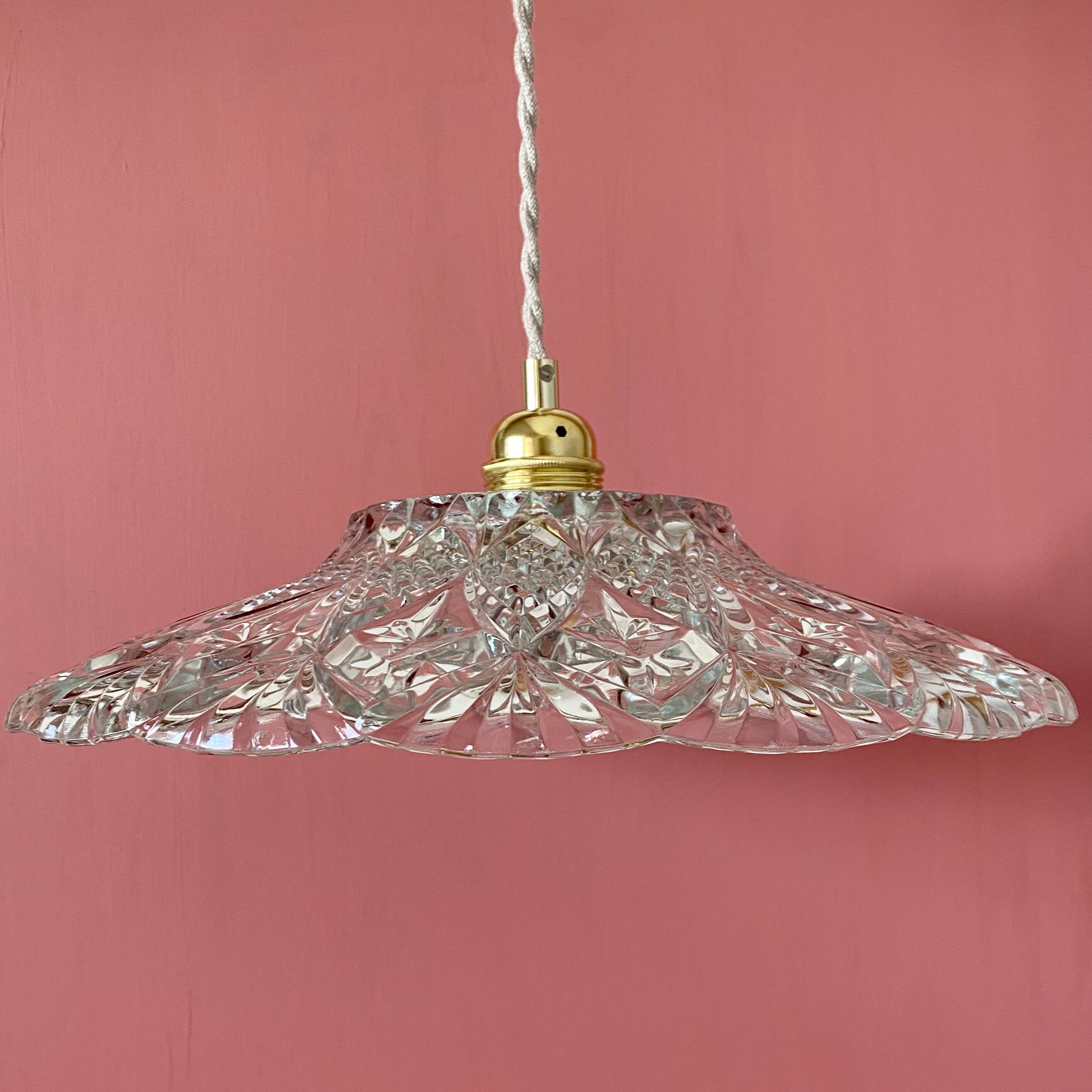 Vintage glass lampshade pendant light - tableware collection -